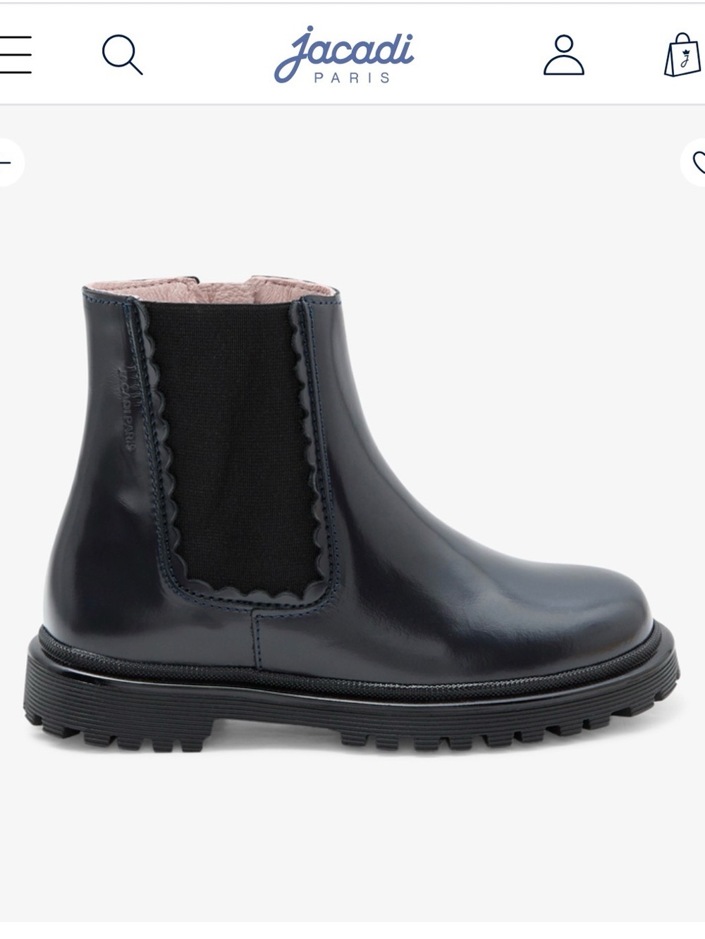 Jacadi Navy and Black Leather Chelsea Boot for Kids